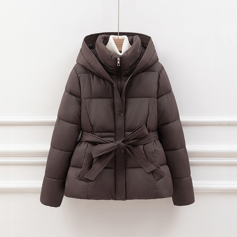 Women's Padded Winter Coat, Slimming Waist Cinching Design, Hooded Cotton Jacket, Trendy Outerwear