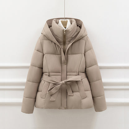 Women's Padded Winter Coat, Slimming Waist Cinching Design, Hooded Cotton Jacket, Trendy Outerwear