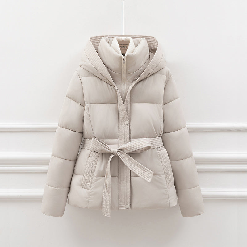 Women's Padded Winter Coat, Slimming Waist Cinching Design, Hooded Cotton Jacket, Trendy Outerwear