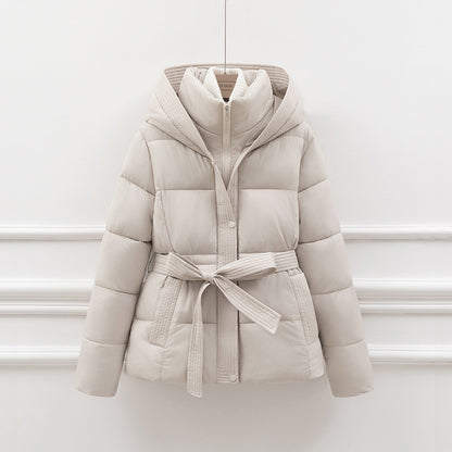 Women's Padded Winter Coat, Slimming Waist Cinching Design, Hooded Cotton Jacket, Trendy Outerwear