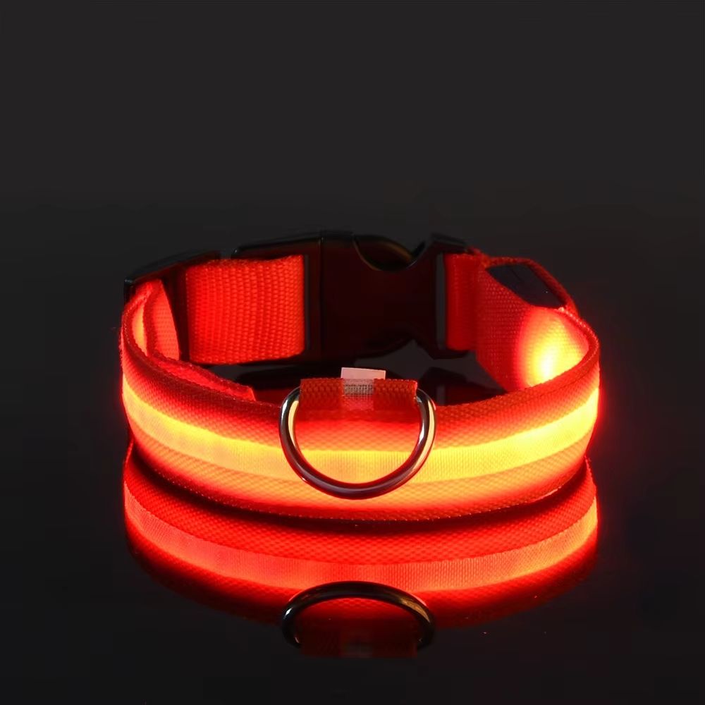 Nylon LED Glow Dog Leash & Collar Set - Night Safety Reflective Light-Up Pet Gear for Walks After Dark