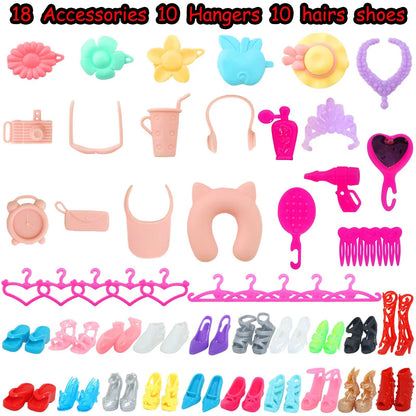 50-Piece Handmade Doll Clothes & Accessories Set for 11.5-Inch Dolls Fashion Outfits, Dresses, and Play Accessories