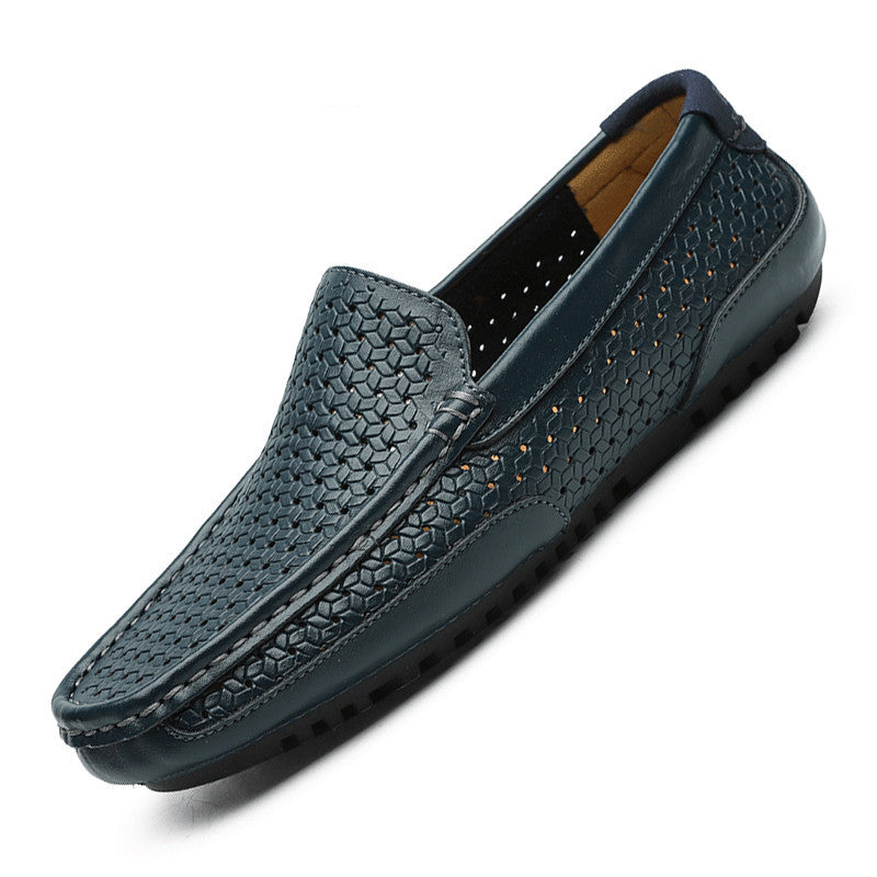 Luxury Italian Designer Mens Loafers, Soft Genuine Leather Casual Moccasins, Breathable Slip-On Boat Shoes for Summer