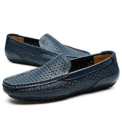 Luxury Italian Designer Mens Loafers, Soft Genuine Leather Casual Moccasins, Breathable Slip-On Boat Shoes for Summer