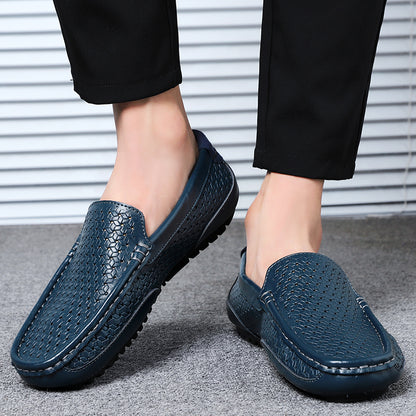 Luxury Italian Designer Mens Loafers, Soft Genuine Leather Casual Moccasins, Breathable Slip-On Boat Shoes for Summer