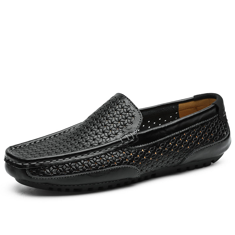 Luxury Italian Designer Mens Loafers, Soft Genuine Leather Casual Moccasins, Breathable Slip-On Boat Shoes for Summer