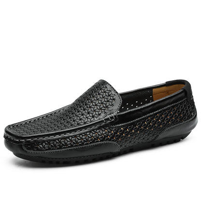 Luxury Italian Designer Mens Loafers, Soft Genuine Leather Casual Moccasins, Breathable Slip-On Boat Shoes for Summer