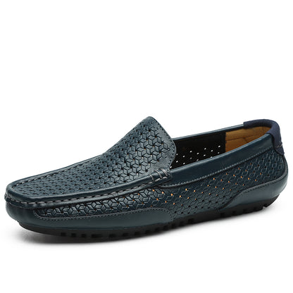 Luxury Italian Designer Mens Loafers, Soft Genuine Leather Casual Moccasins, Breathable Slip-On Boat Shoes for Summer
