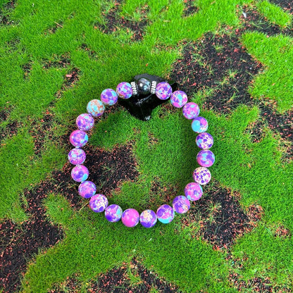 Bohemian Purple Stone Beaded Stretch Bracelet for Men & Women