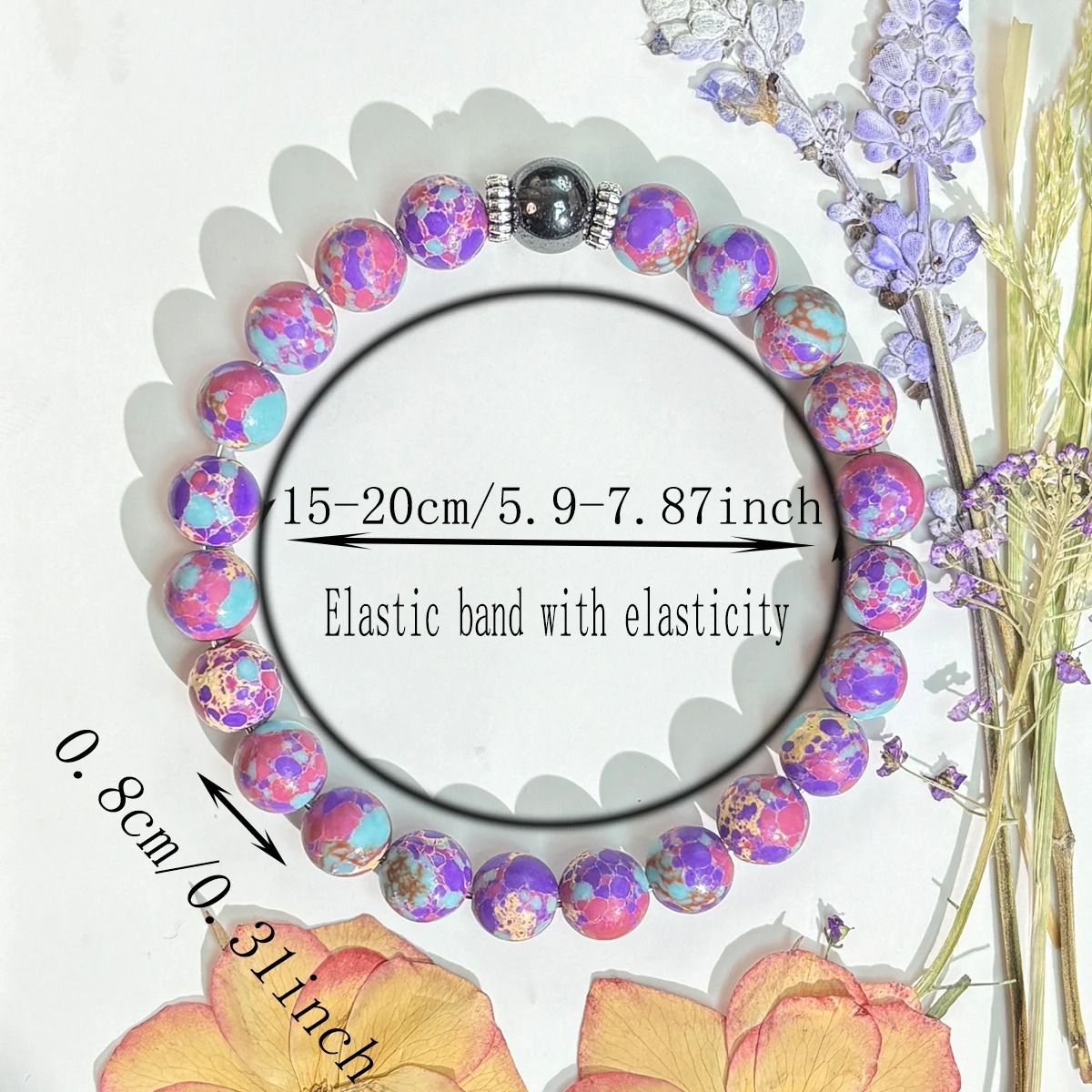 Bohemian Purple Stone Beaded Stretch Bracelet for Men & Women