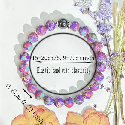 Bohemian Purple Stone Beaded Stretch Bracelet for Men & Women