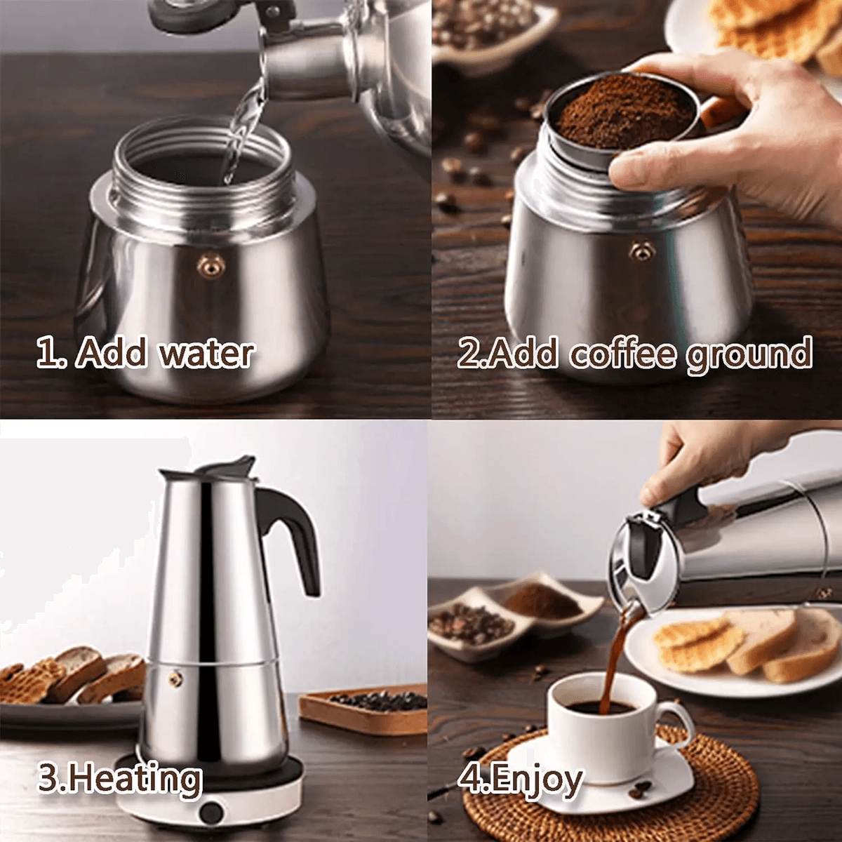 BrewMaster Classic Moka Coffee Maker