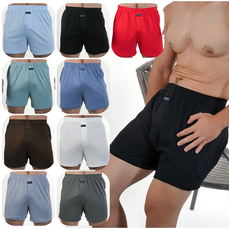 Men's Cotton Pajama Shorts, Cotton, Elastic Waist Short Pants, Breathable Summer Sleepwear, Casual Home Shorts