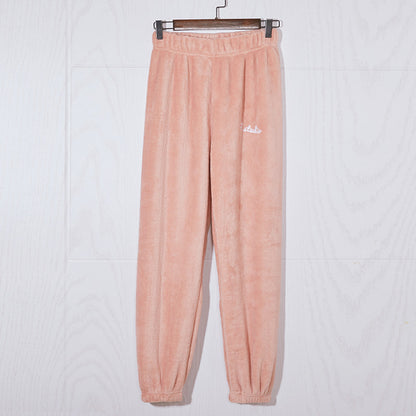 Cozy Winter Pajama Pants for Women, Thickened Coral Fleece, Fairy Print Loungewear, Autumn and Winter Homewear