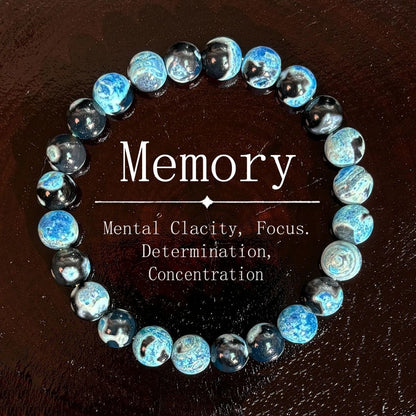 Blue Fire Agate 8mm Beaded Bracelet for Relaxation and Clarity