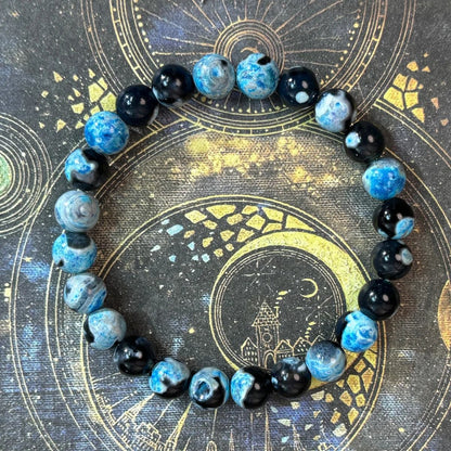 Blue Fire Agate 8mm Beaded Bracelet for Relaxation and Clarity