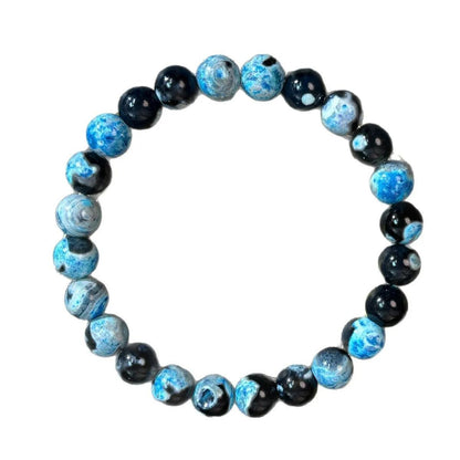 Blue Fire Agate 8mm Beaded Bracelet for Relaxation and Clarity
