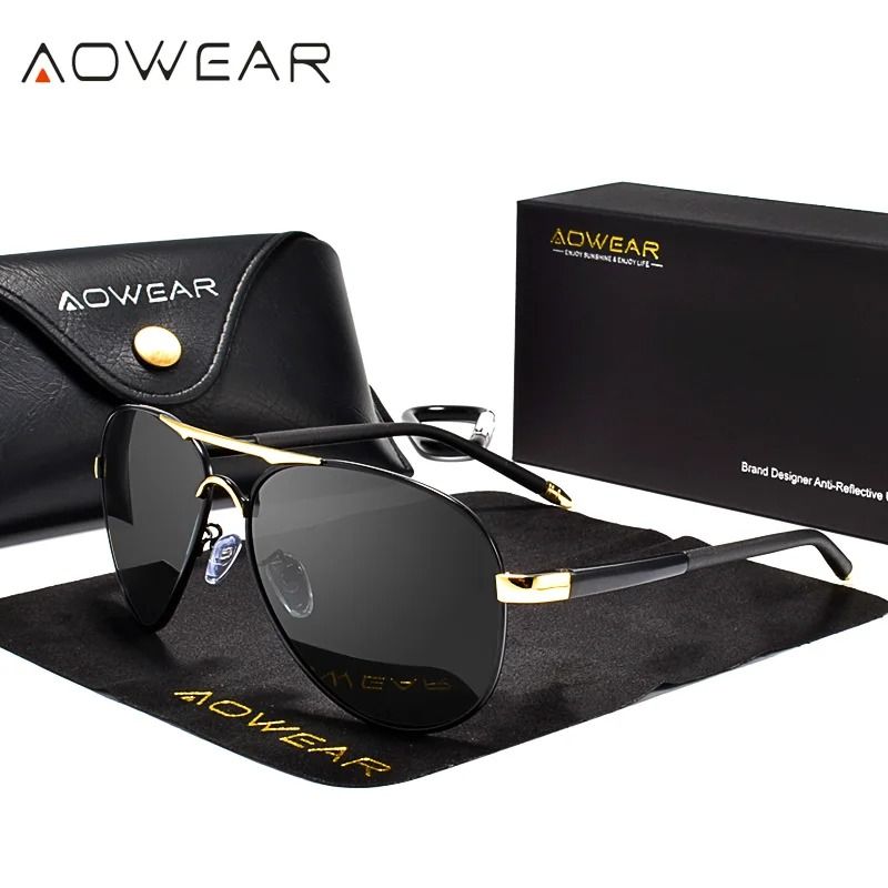 AOWEAR Mens Aviation Polarized HD Mirror Sunglasses