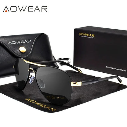 AOWEAR Mens Aviation Polarized HD Mirror Sunglasses