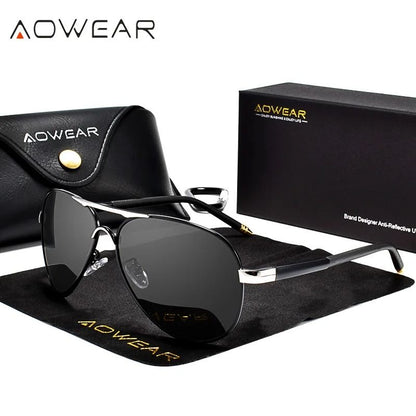 AOWEAR Mens Aviation Polarized HD Mirror Sunglasses