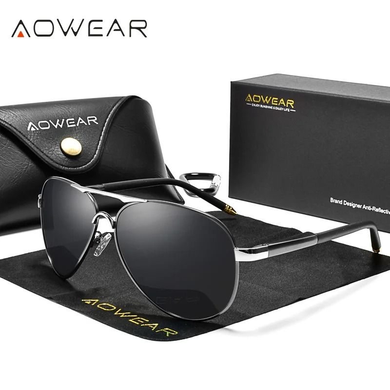 AOWEAR Mens Aviation Polarized HD Mirror Sunglasses