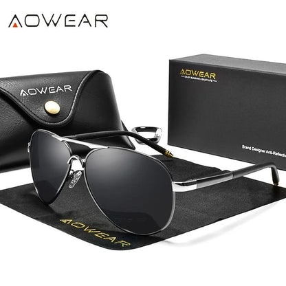 AOWEAR Mens Aviation Polarized HD Mirror Sunglasses
