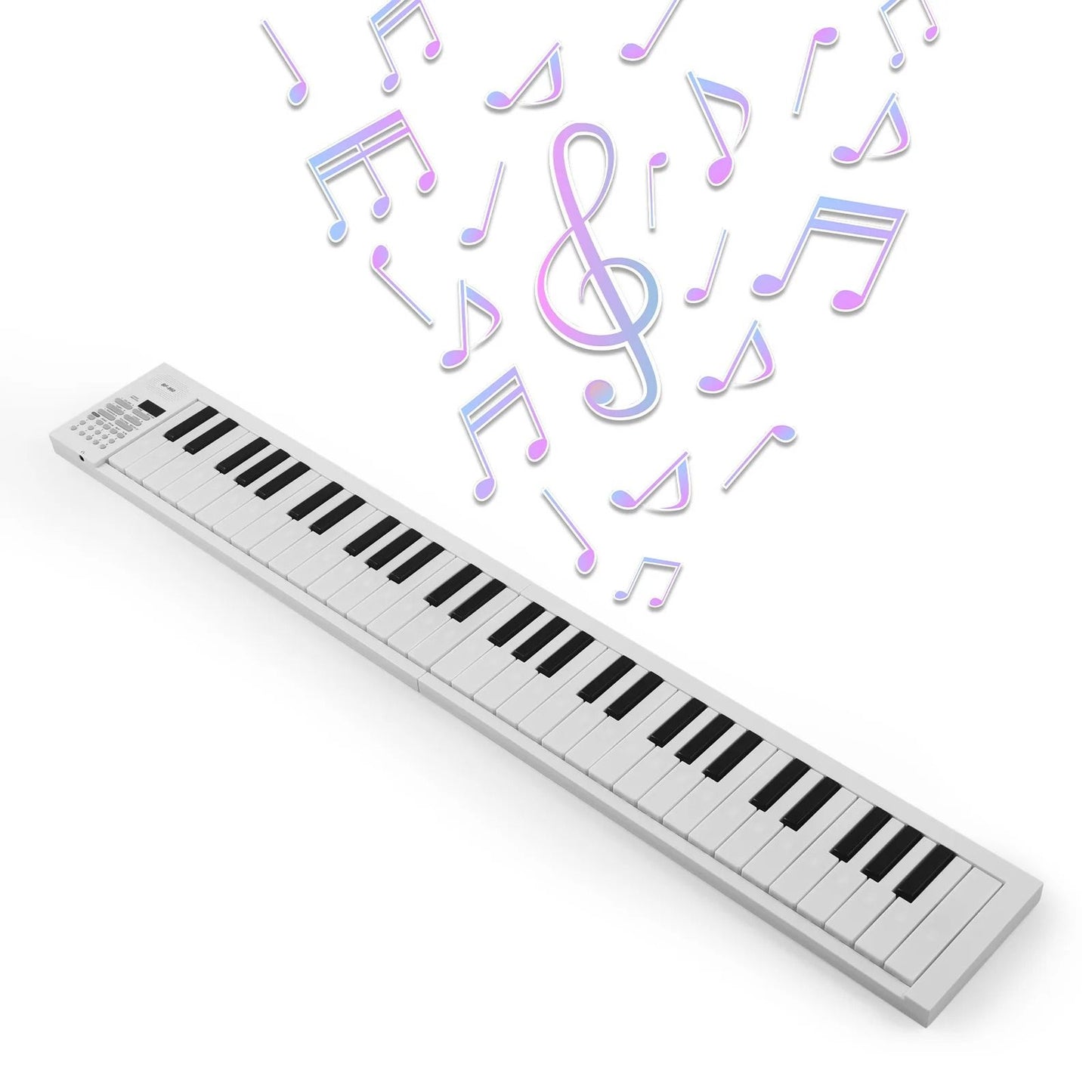 61 Key Foldable Electronic Piano with LED Display and Built In Battery for Portable Music Practice and Performance