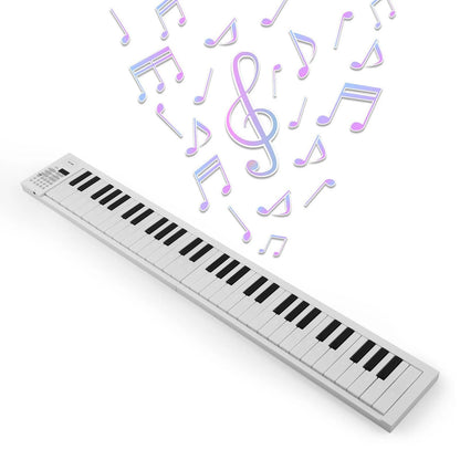 61 Key Foldable Electronic Piano with LED Display and Built In Battery for Portable Music Practice and Performance