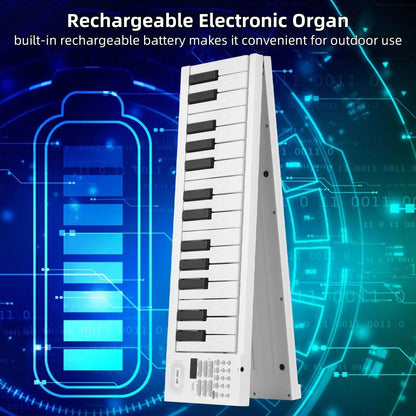 61 Key Foldable Electronic Piano with LED Display and Built In Battery for Portable Music Practice and Performance