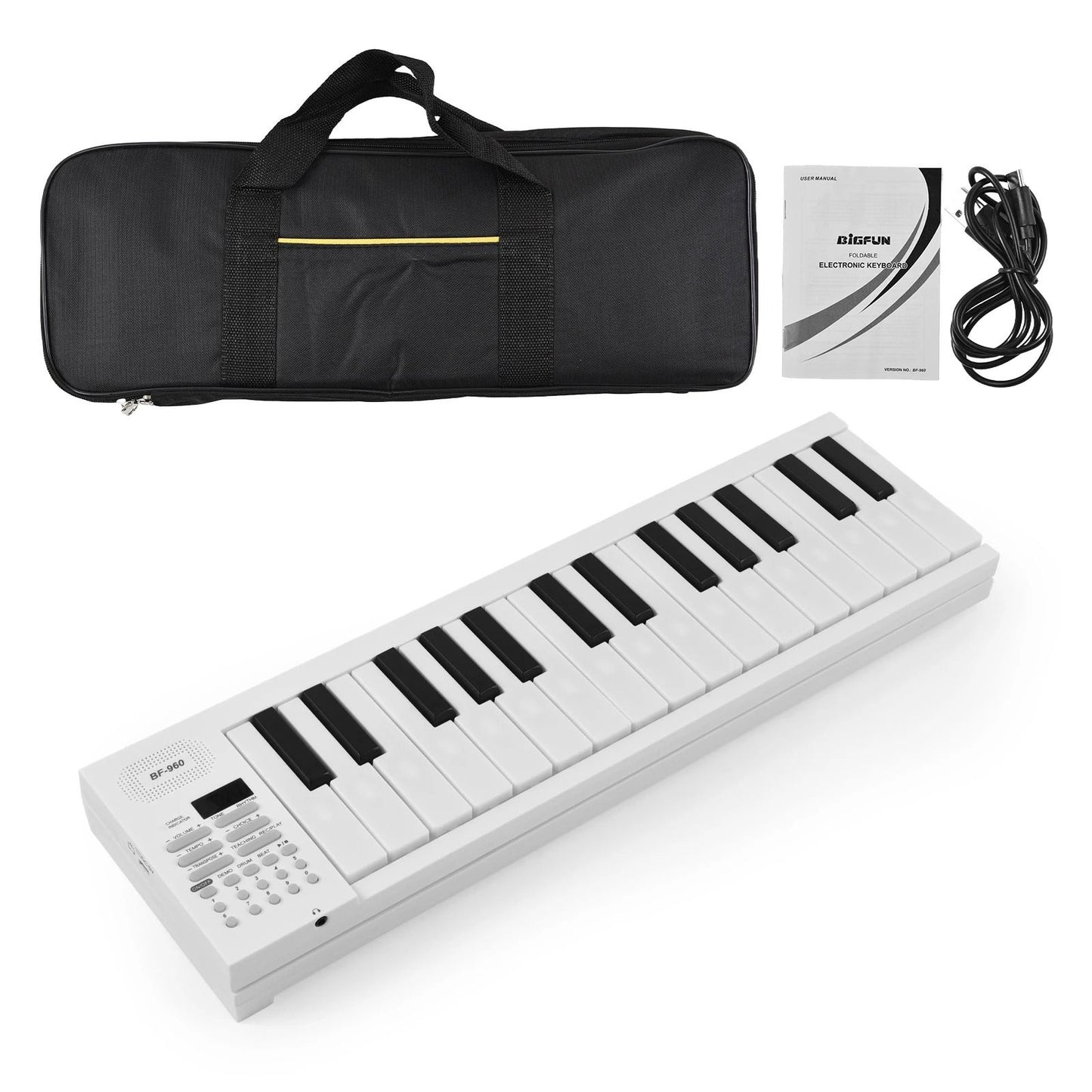 61 Key Foldable Electronic Piano with LED Display and Built In Battery for Portable Music Practice and Performance