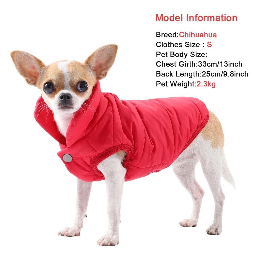 Waterproof Dog Coat Winter Fleece Jacket for Small Dogs and Cats Warm Pet Vest for Chihuahua and Yorkshire Terrier