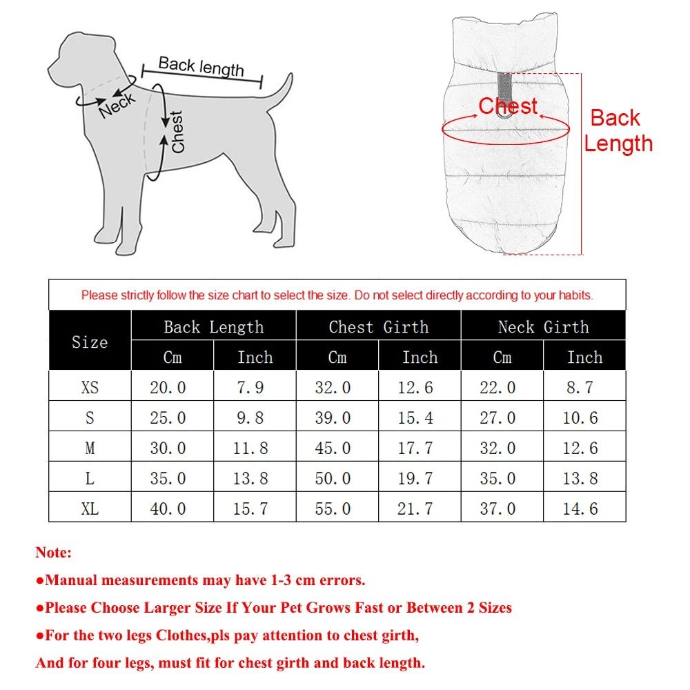 Waterproof Dog Coat Winter Fleece Jacket for Small Dogs and Cats Warm Pet Vest for Chihuahua and Yorkshire Terrier
