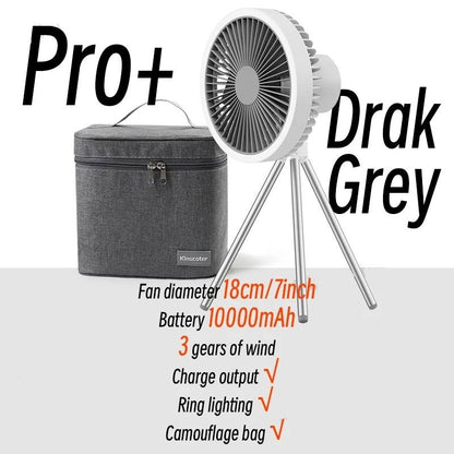 Portable Camping Fan with Power Bank LED Light and Tripod Stand