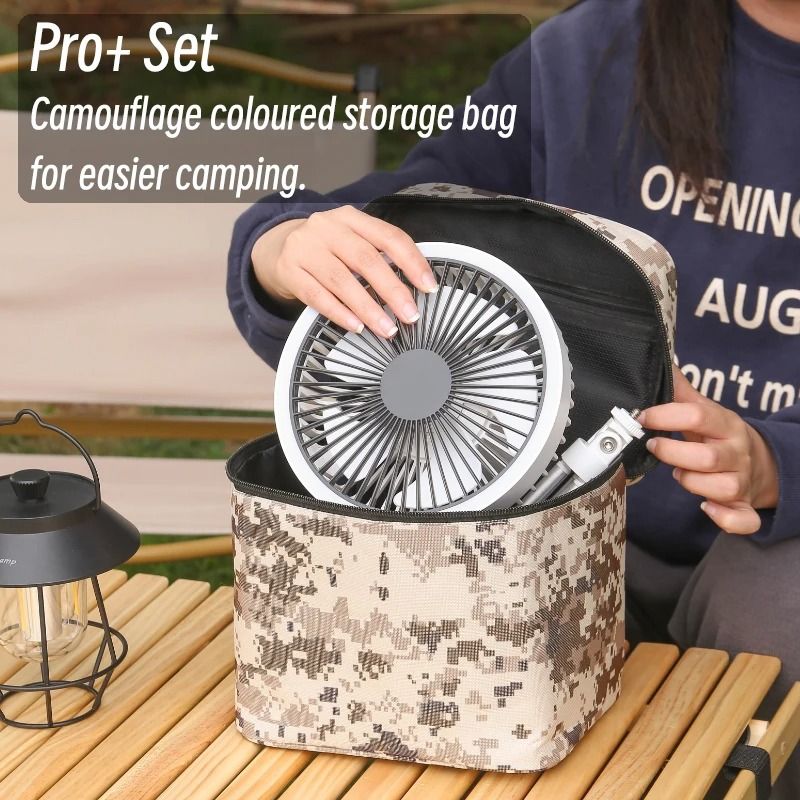 Portable Camping Fan with Power Bank LED Light and Tripod Stand