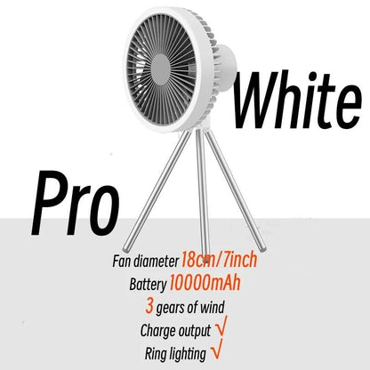 Portable Camping Fan with Power Bank LED Light and Tripod Stand