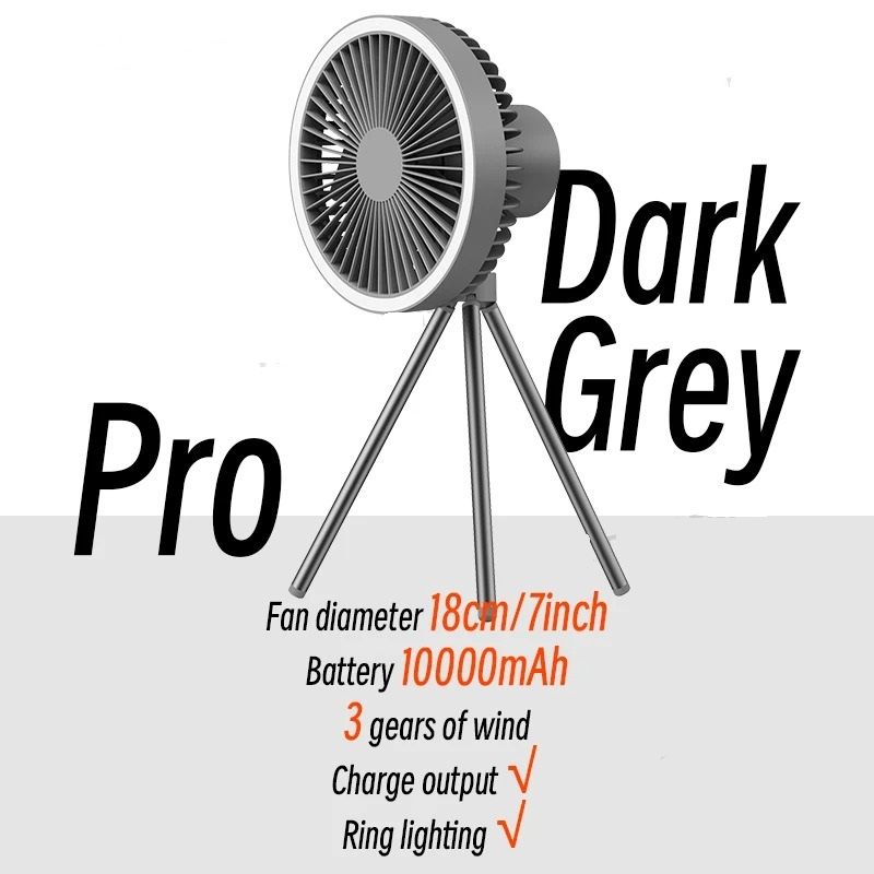 Portable Camping Fan with Power Bank LED Light and Tripod Stand