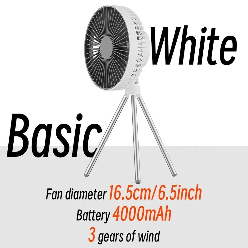 Portable Camping Fan with Power Bank LED Light and Tripod Stand