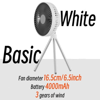 Portable Camping Fan with Power Bank LED Light and Tripod Stand