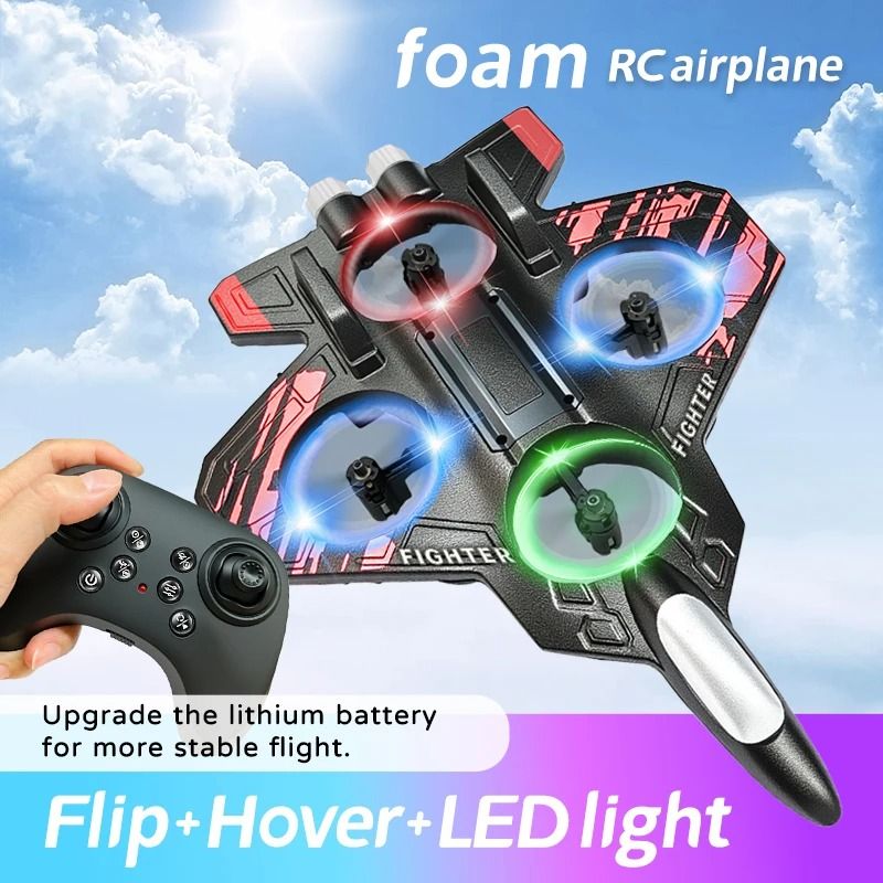 Ultimate RC Foam Airplane Fighter Jet 2.4GHz Remote Control Plane with LED Lights & Stunt Flight