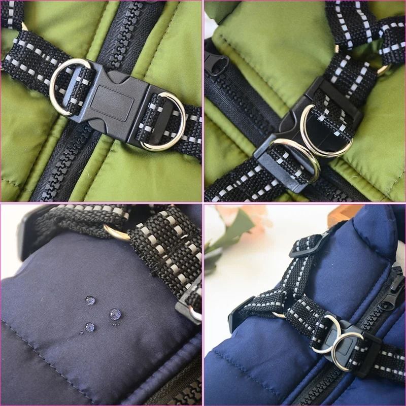 Waterproof Warm Dog Jacket with Built In Harness Winter Coat for Small and Large Dogs