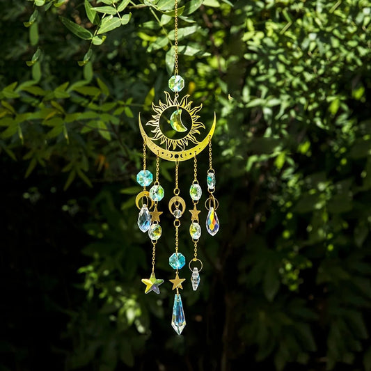 Star and Moon Wind Chime Pendant Sun Catcher Garden Hanging Decoration
