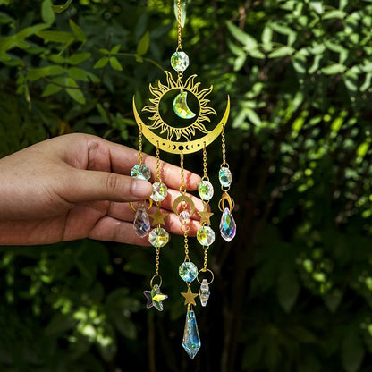 Star and Moon Wind Chime Pendant Sun Catcher Garden Hanging Decoration