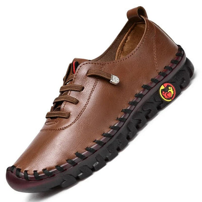 Women Casual Leather Lace Up Flat Sneakers Comfortable Spring Loafers