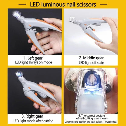 Pet Nail Clipper with LED Light Professional Cat and Dog Nail Trimmer Cutter