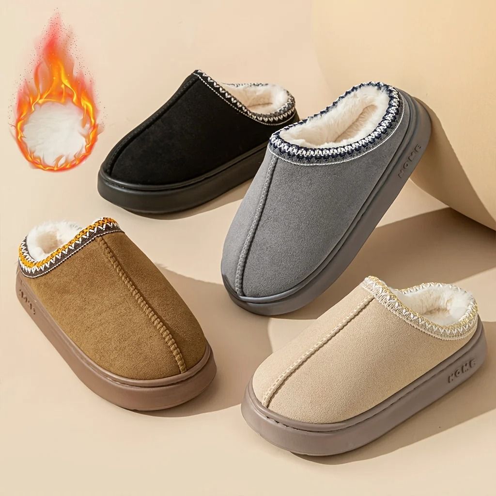 Women Comfort Lined Winter Slippers Soft Sole Indoor Outdoor Warm Shoes
