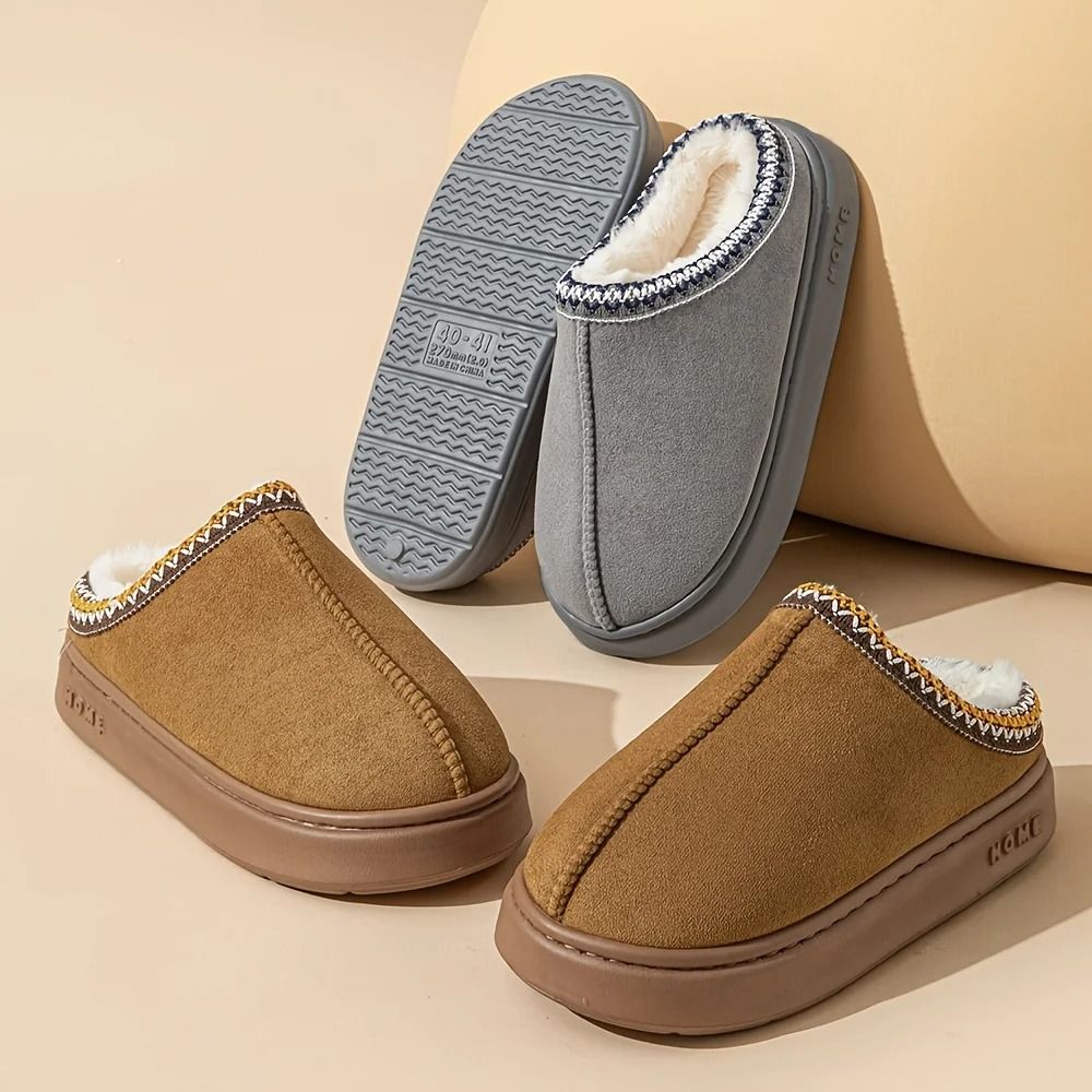 Women Comfort Lined Winter Slippers Soft Sole Indoor Outdoor Warm Shoes