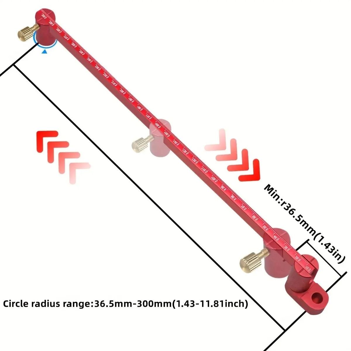 Adjustable 300 mm Circle Drawing Ruler and Marking Gauge