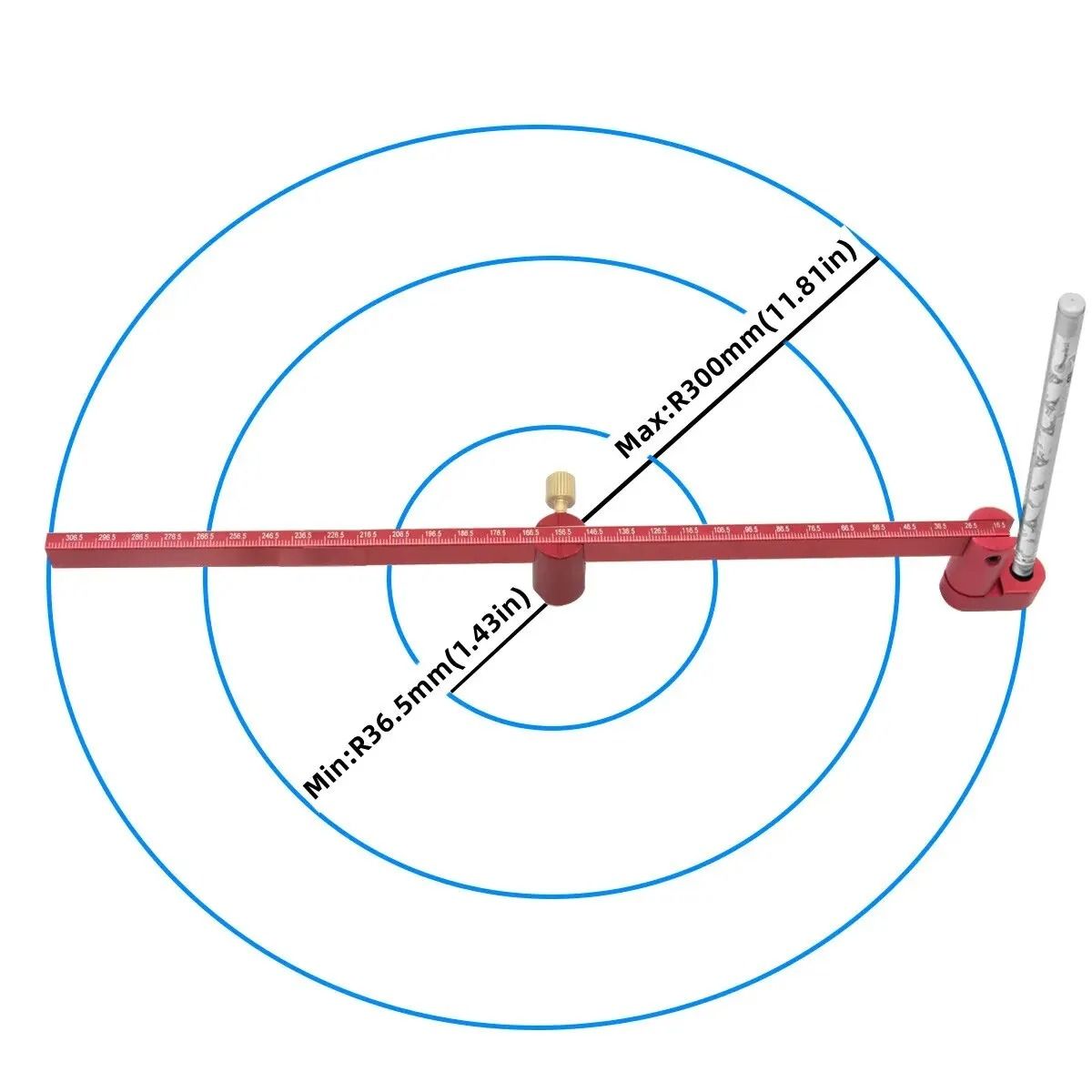Adjustable 300 mm Circle Drawing Ruler and Marking Gauge