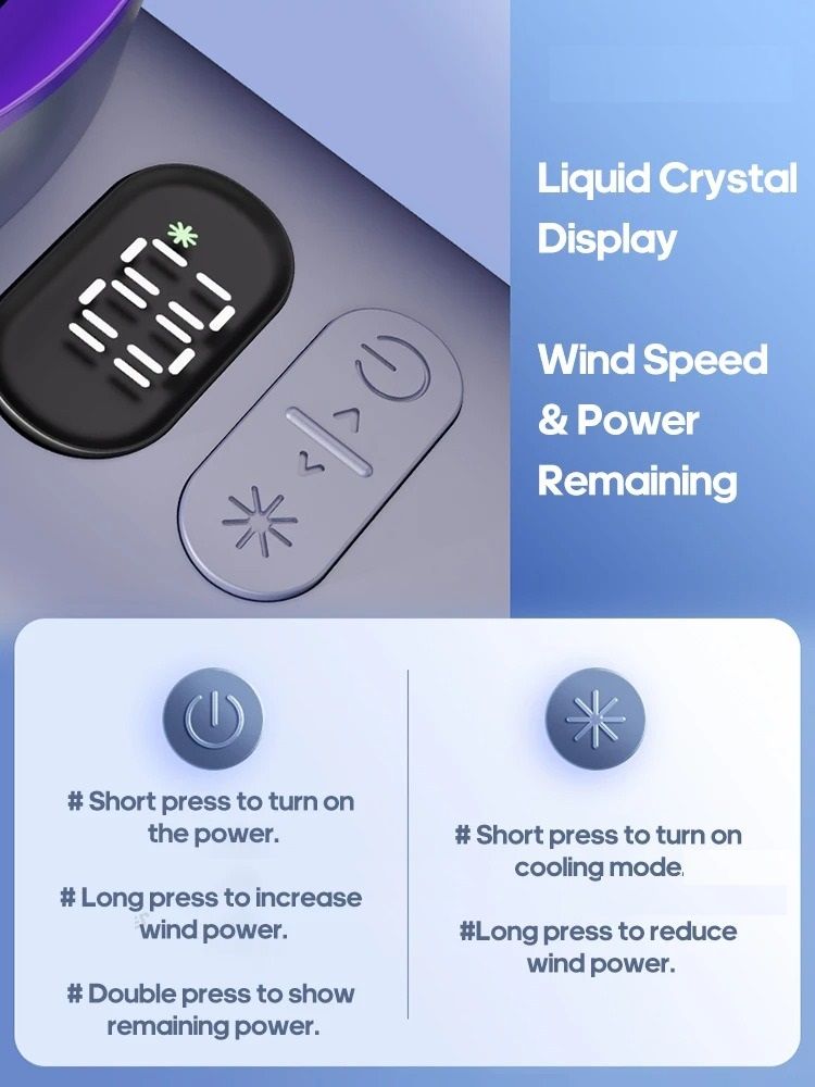Portable Handheld Turbo Fan with 100 Adjustable Speeds
