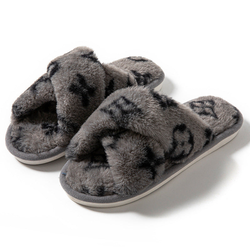 Luxury Fluffy Womens Slippers, Designer Fuzzy Fur Slides, Plush Flats for Autumn Winter Home Comfort